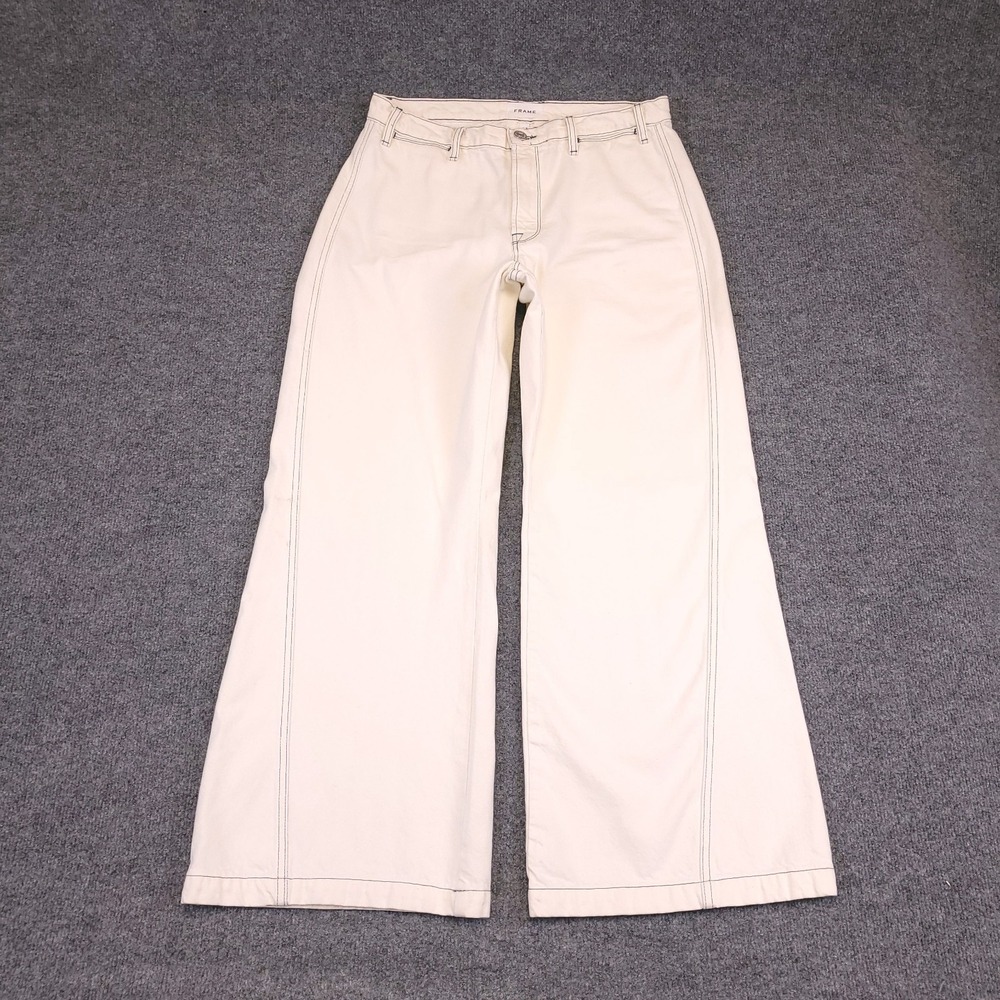 Frame Le Baggy Palazzo Jeans Sz 29 (32x30 Actual) Chalked White Wide Leg Barrel